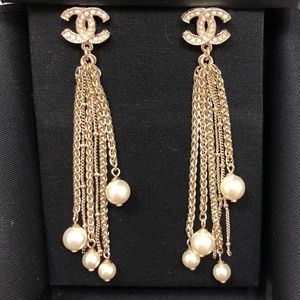 SOLD OUT—Chanel Authentic NWT “Gatsby” Gold & Pearl Statement Drop Earrings